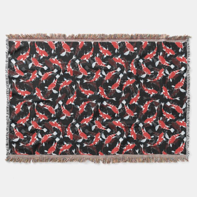 Red Koi Fish Mönster Filt (Framsidan)