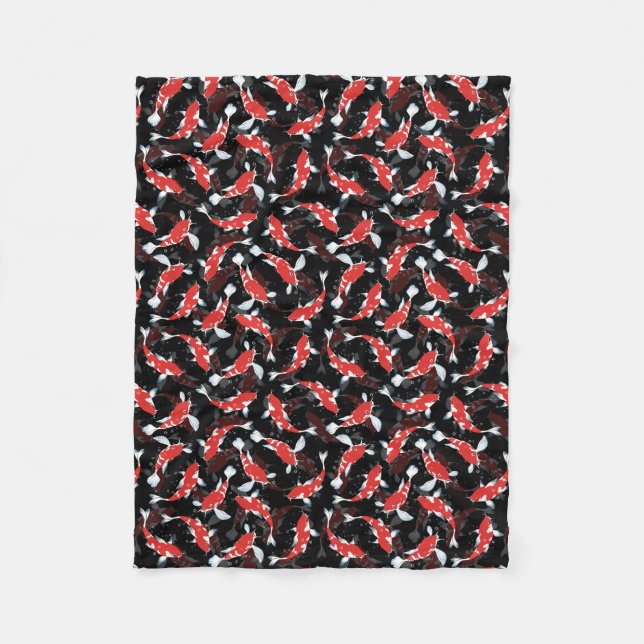 Red Koi Fish Mönster Fleecefilt (Framsidan)