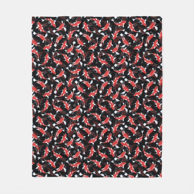 Red Koi Fish Mönster Fleecefilt (Framsidan)