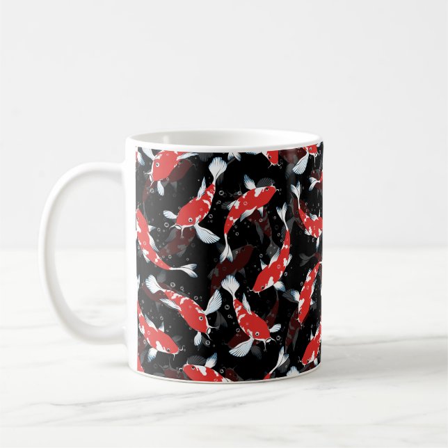 Red Koi Fish Mönster Kaffemugg (Vänster)