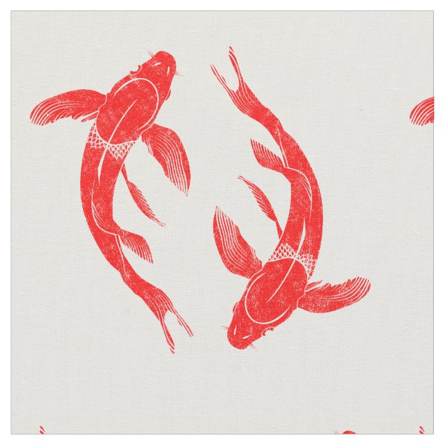 Red Koi Fish Tyg (Närbild)