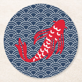 Red Koi Fish Underlägg Papper Rund