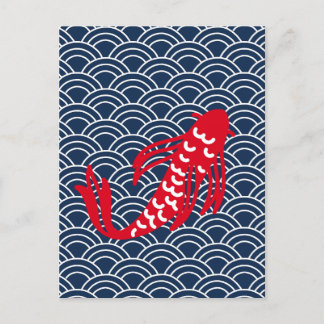 Red Koi Fish Vykort
