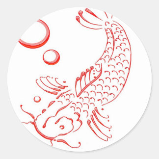 Red Koi modern design Runt Klistermärke
