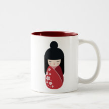 RED Kokeshi Doll - Cute Japansk Geisha Girl