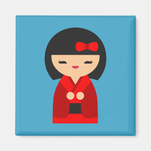 Red Kokeshi Japanska dockor Magnet
