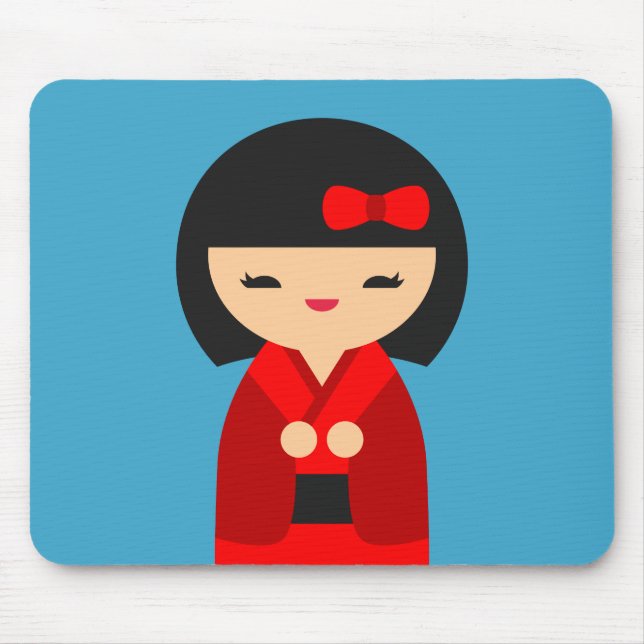 Red Kokeshi Japanska dockor Musmatta (Framsidan)
