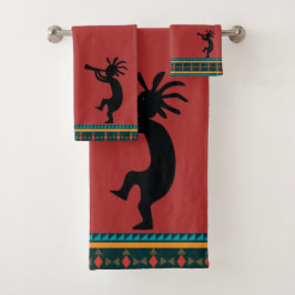 Red Kokopelli Bath Towel Set