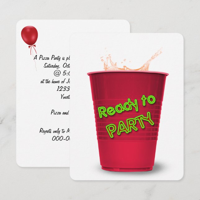 Red Kopp Drink Party-inbjudan Inbjudningar (Fram/baksida)