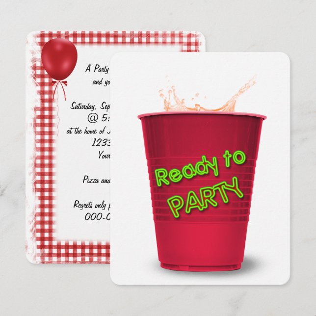 Red Kopp Drink party Inbjudningar (Fram/baksida)