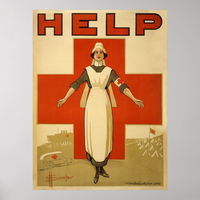 Red Kor Fält Nurse Poster läshjälpmedel (Framsidan)