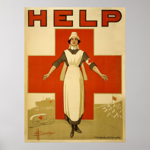 Red Kor Nurse Help Advertisement Världskrig 2 Poster
