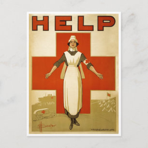 Red Kor Nurse Help Advertisement Världskrig 2 Vykort