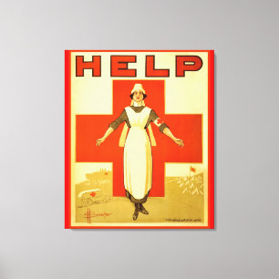 Red Kor Nurse Världskrig 1 Poster Wrapped Canvas
