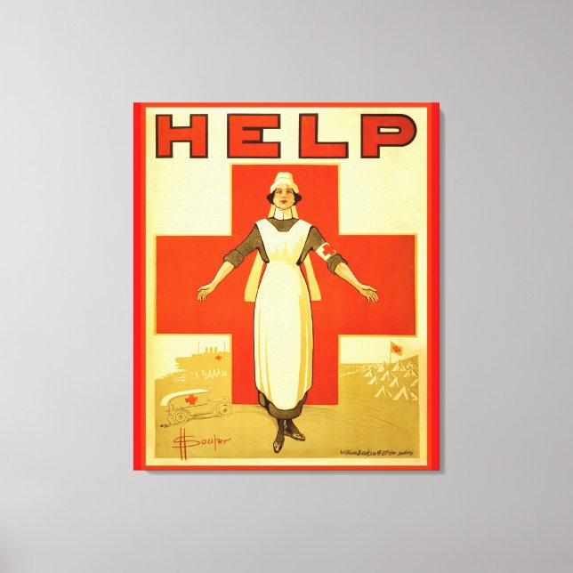 Red Kor Nurse Världskrig 1 Poster Wrapped Canvas (Framsida)