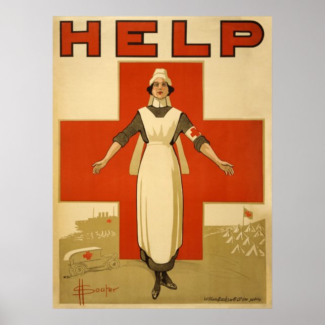 Red Kor Nurse WPA Vintage affisch (Framsidan)