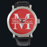 Red Kor Pub LR Monogram Armbandsur<br><div class="desc">Red kor pub Life Roman font monogrammed handklocka</div>