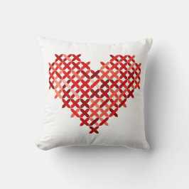 Red Kor-Stitch look Heart Reversible Land Kudde
