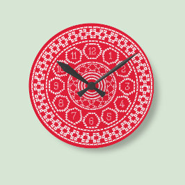 Red Kor Stitch Sweater Stil Wall Clock Rund Klocka