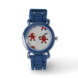 Red kostym astronauter på grått armbandsur