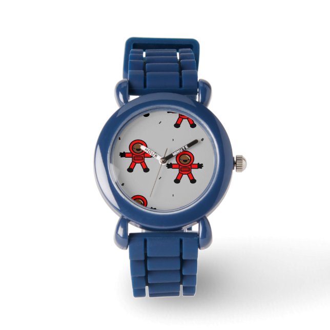 Red kostym astronauter på grått armbandsur (Framsida)
