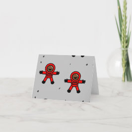 Red kostym astronauter på grått kort