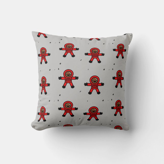 Red kostym astronauter på grått kudde (Framsida)