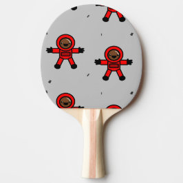 Red kostym astronauter på grått pingisracket