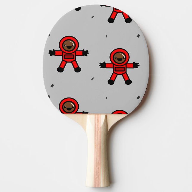 Red kostym astronauter på grått pingisracket (Framsidan)