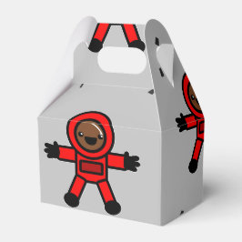 Red kostym astronauter på grått presentaskar