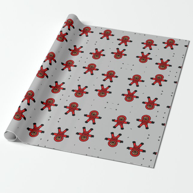 Red kostym astronauter på grått presentpapper (Utrullad)