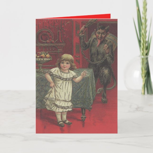 Red Krampus Girl Dining Room Switch Helgkort (Framsida)