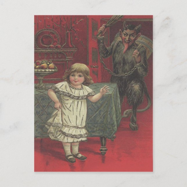 Red Krampus Girl Dining Room Switch Vykort (Framsida)