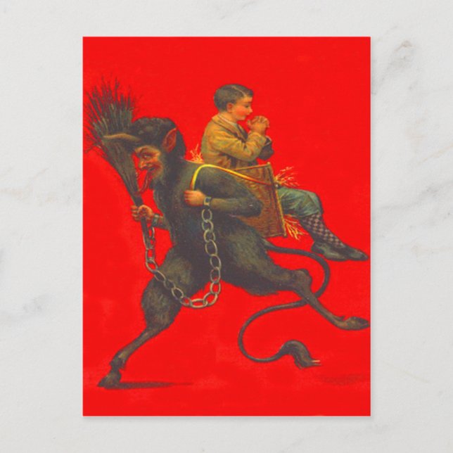 Red Krampus Kidnapping Praying Boy Vykort (Framsida)