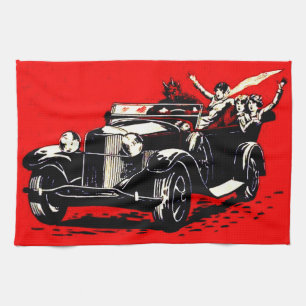 Red Krampus Kidnapping Women Car Kökshandduk