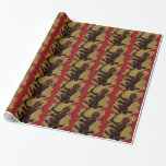 Red Krampus Pitchfork Switch Tunga Presentpapper<br><div class="desc">Vintage Krampus jultryck</div>