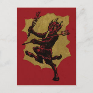 Red Krampus Pitchfork Switch Tunga Vykort