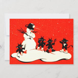 Red Krampus Snowball Fight Snögubbe