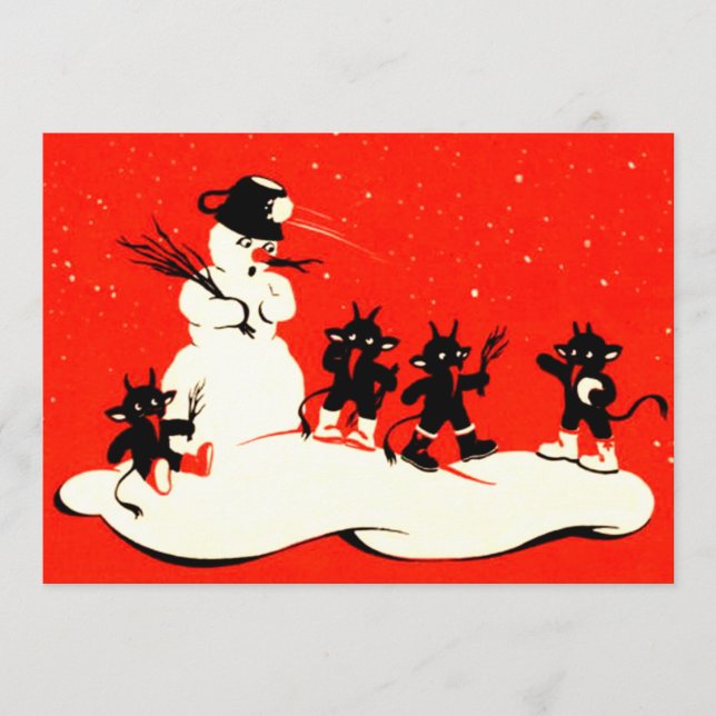 Red Krampus Snowball Fight Snögubbe (Framsida)