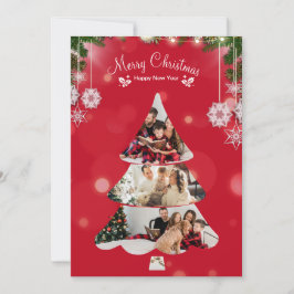 Red Kreativ Modern Julgran Photo Collage Inbjudningar