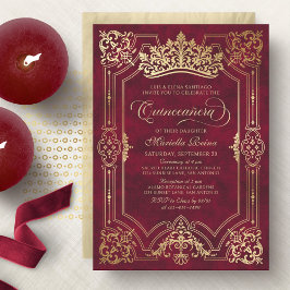 Red Krona Tiara Elegant Quinceanera Inbjudningar