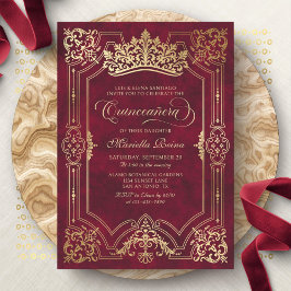 Red Krona Tiara Elegant Quinceanera Inbjudningar
