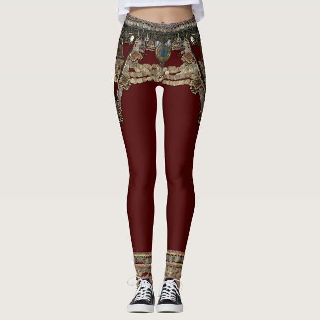 Red Kuchi Tribal Leggings (Framsida)