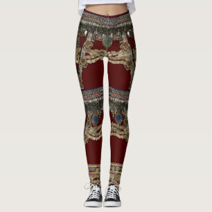 Red Kuchi Tribal Mönster Leggings