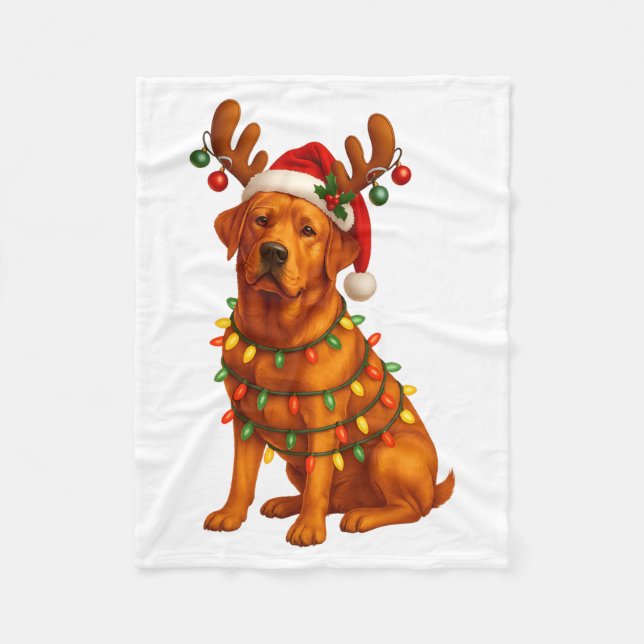 Red Lab Christmas Tree Light Pajama Labrador Dog L Fleecefilt (Framsidan)