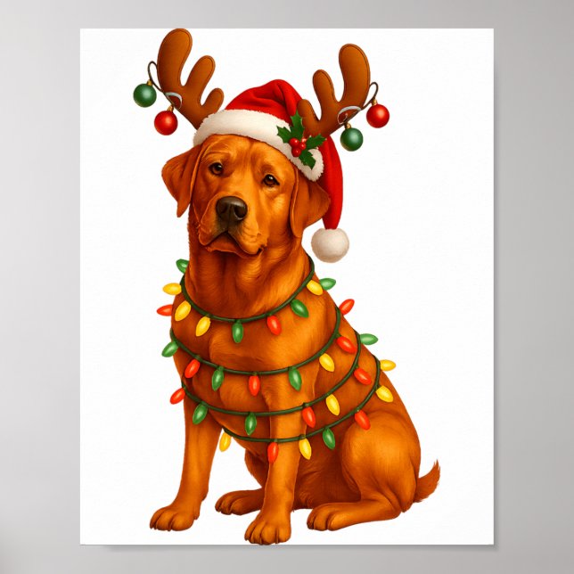 Red Lab Christmas Tree Light Pajama Labrador Dog L Poster (Framsidan)