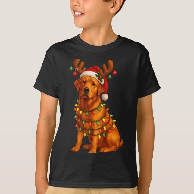 Red Lab Christmas Tree Light Pajama Labrador Dog L T Shirt (Framsida)
