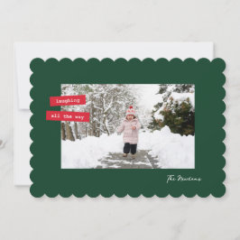 Red Label Single Photo Flat Holiday Card Julkort