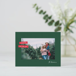 Red Label Single Photo Flat Holiday Postcard Helg Vykort