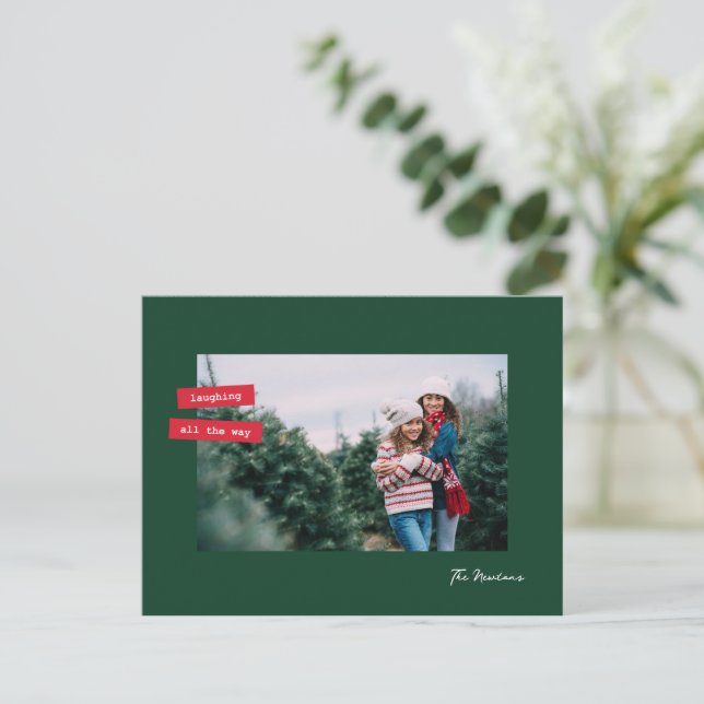 Red Label Single Photo Flat Holiday Postcard Helg Vykort (Stående Fram)